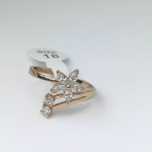 14k Real Gold Plated Ring Gem Crystal 8.5 US